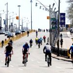 Lakeshore Blvd. in Toronto open to cyclists only on the weekend as part of ActiveTo © Toronto Star