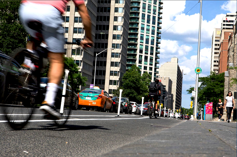 New and improved Bloor St. bike lanes in Toronto are seeing increased use. © Now Magazine