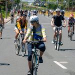 Cyclists on closed Lakeshore Blvd as part of ActiveTO program. © Toronto Star