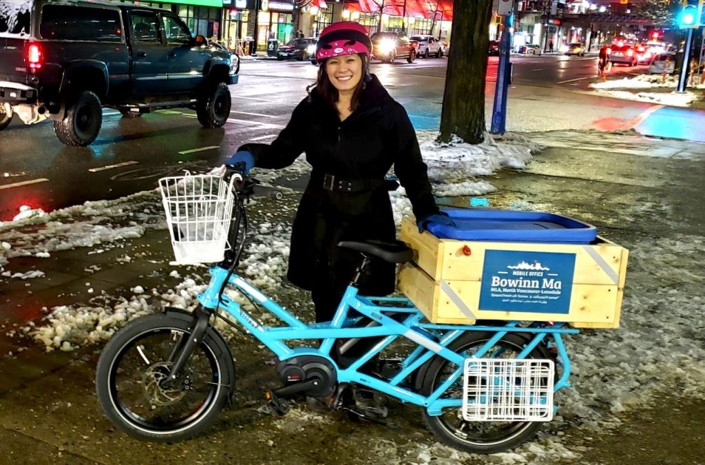 Bowinn Ma shows leadership swapping her car for an e-bike. © Bowinn Ma