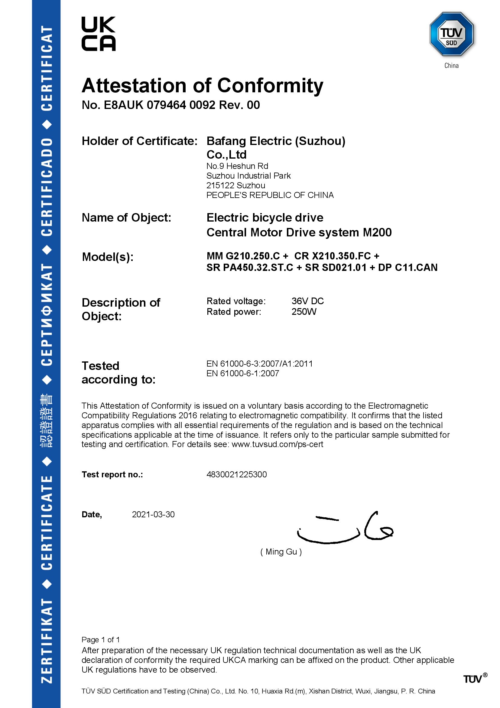 Bafang Electric Receives China’s First UK Conformity Assessment ...